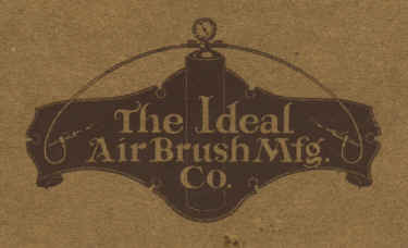 Ideal Air Brush Mfg. Co. logo on the front of the catalog. - Airbrush history from The Airbrush Museum featuring Paasche, Wold, Walkup, Iwata, Aerograph, Badger,  and  more! 