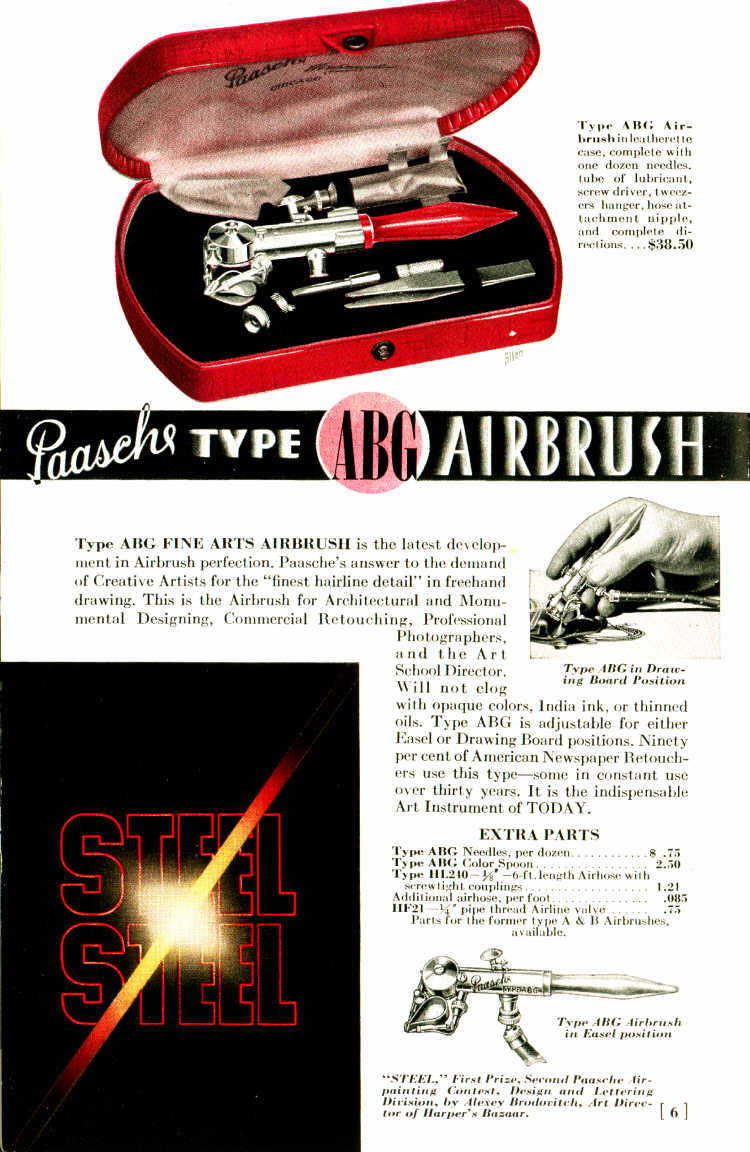Paasche ABG, the model prior to the Paasche AB. - Airbrush history from The Airbrush Museum featuring Paasche, Wold, Walkup, Iwata, Aerograph, Badger,  and  more!