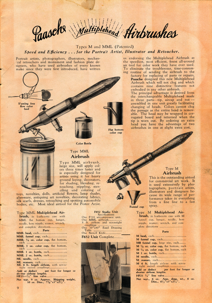 The Airbrush History 1932 Paasche Air Brush Co. Catalog
