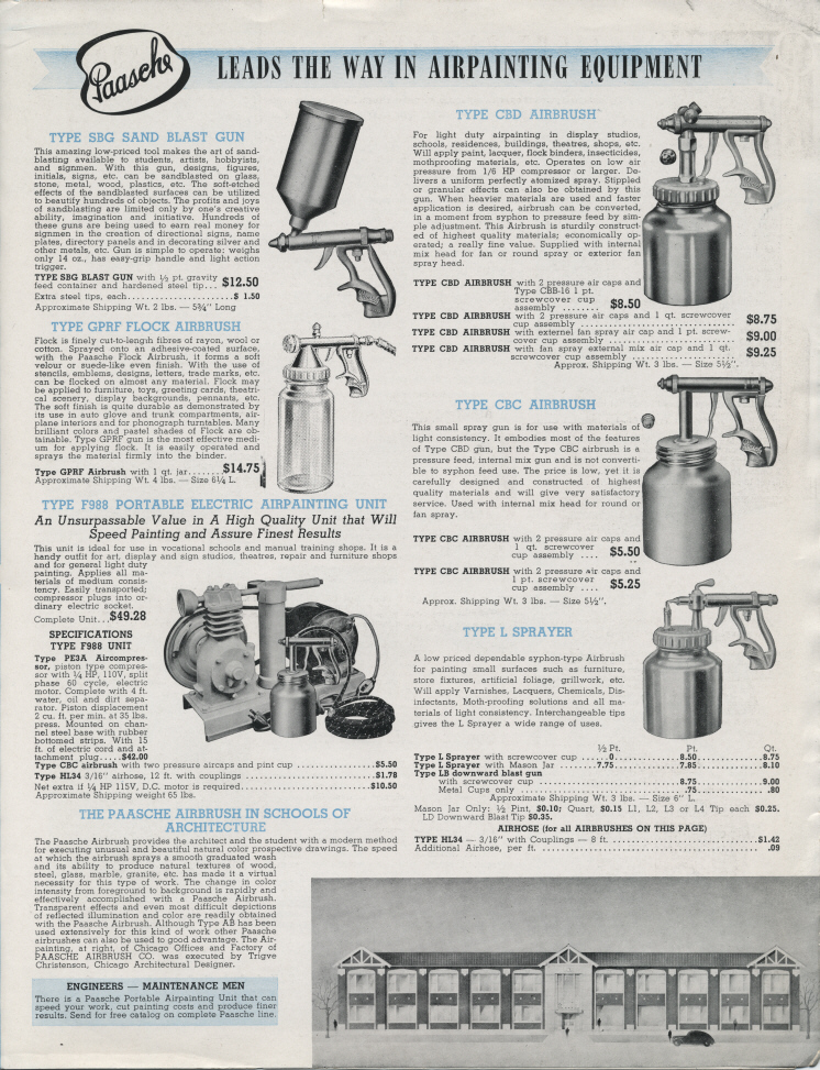 The Airbrush History 1941 Paasche Flyer/Catalog