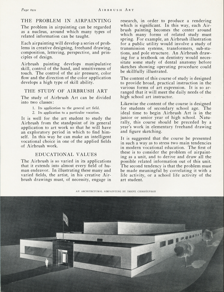 Paasche 1942 "Airbrush Art" by George W. Kadel page 2. Published by Paasche Airbrush Co. cover. - Airbrush history from The Airbrush Museum featuring Paasche, Wold, Walkup, 
Iwata, Aerograph, Badger,  and  more!